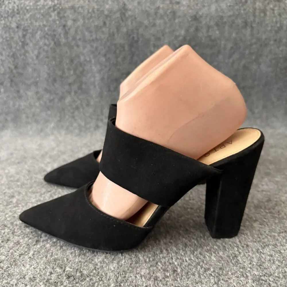 Apt. 9 Black Suede Pointed Toe Block Heel Mules Women's Slip On Dress Shoes 7.5M